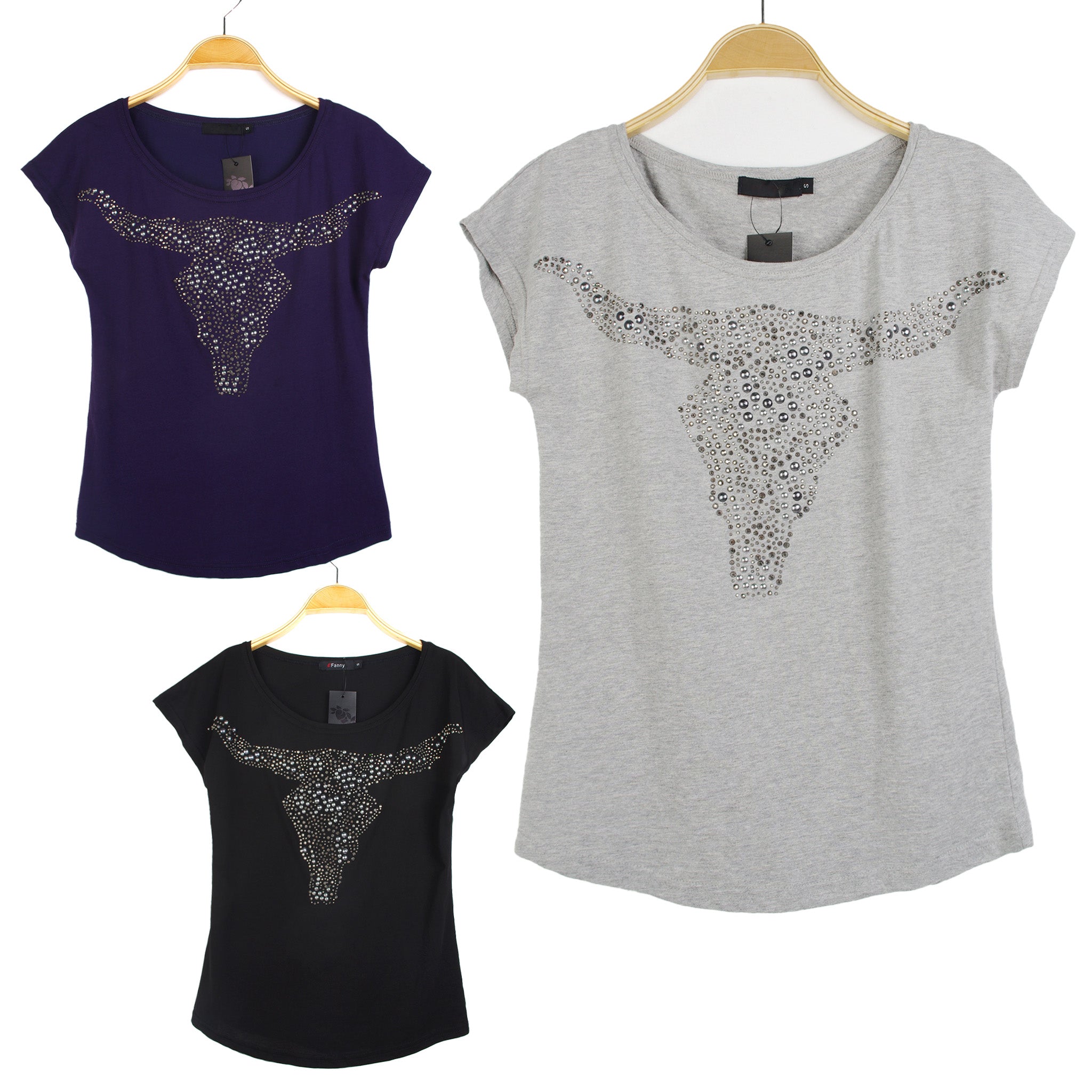 Rhinestone Bull Print T-Shirt | Chic Casual Cotton Top