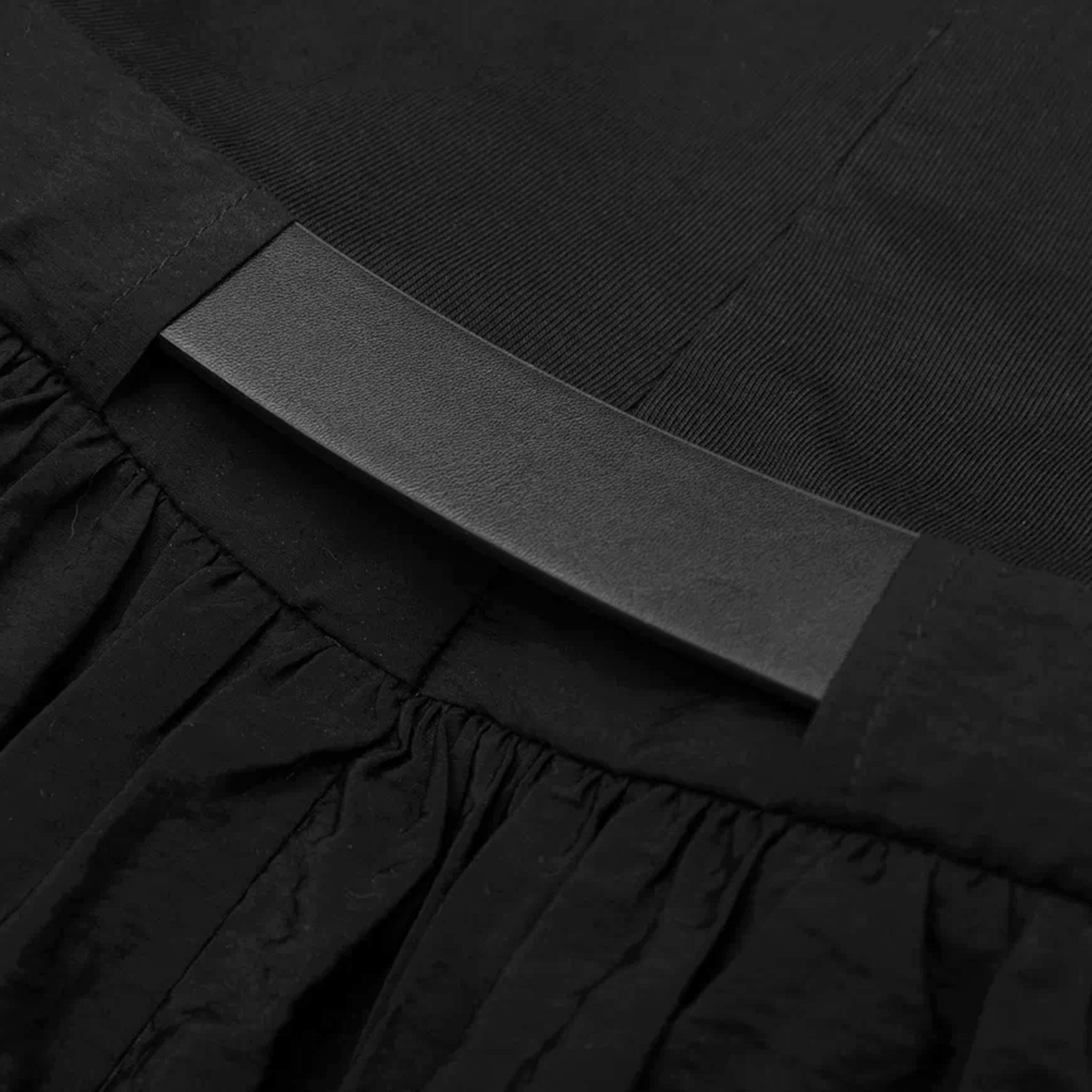 Women's Sleeveless Tank High Waist A Line Black Dress With  with Attached Belt