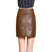 Women's Faux Leather Skirt with Oversized Pockets