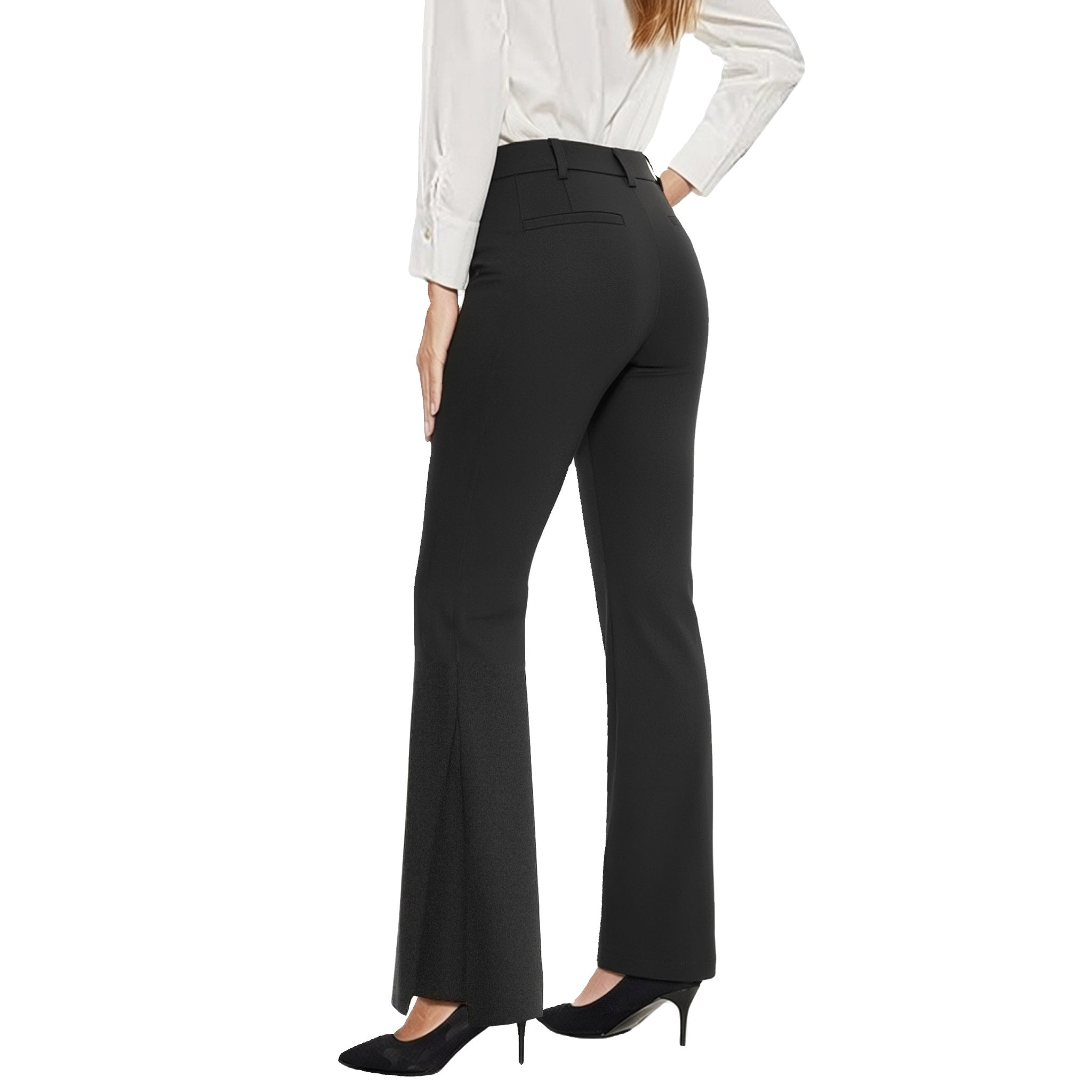 Women’s Black Suit Pants | High-Stretch Bootcut Dress Pants with Side Slit