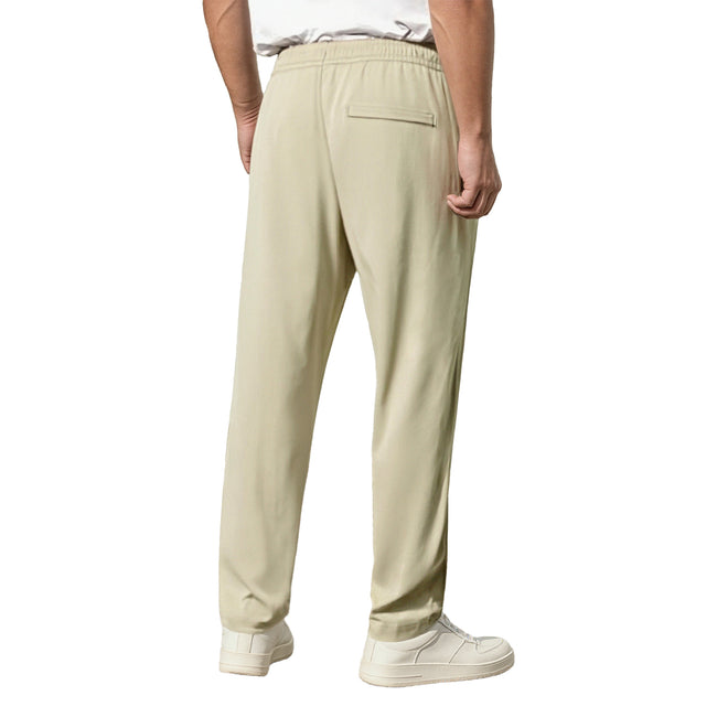 Men's Straight-Leg Elastic Waist  Casual Pants With Zip Security Pocket