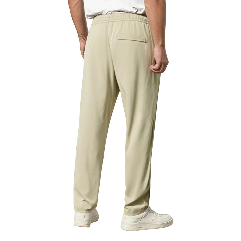 Men's Straight-Leg Elastic Waist  Casual Pants With Zip Security Pocket