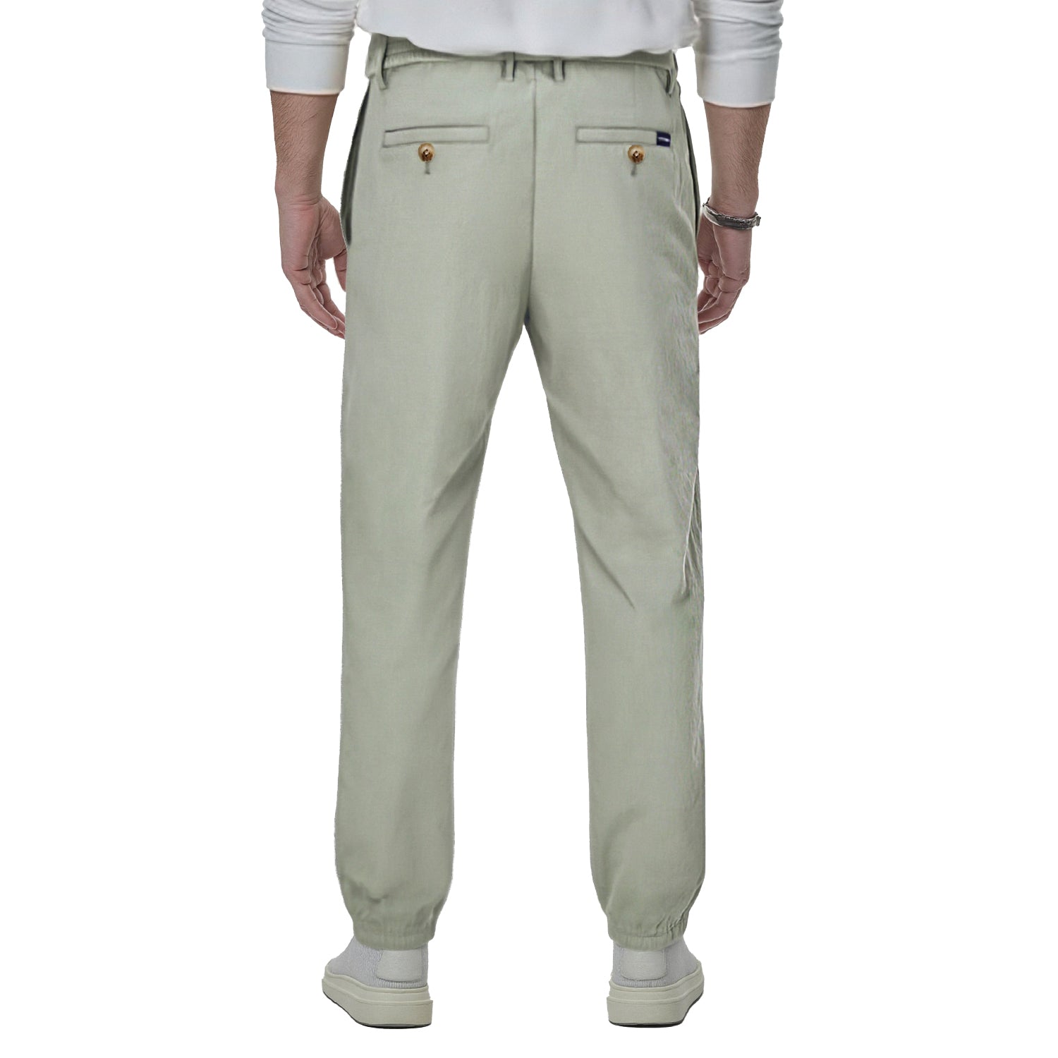 Men's Casual Work Pants with Elastic Waist
