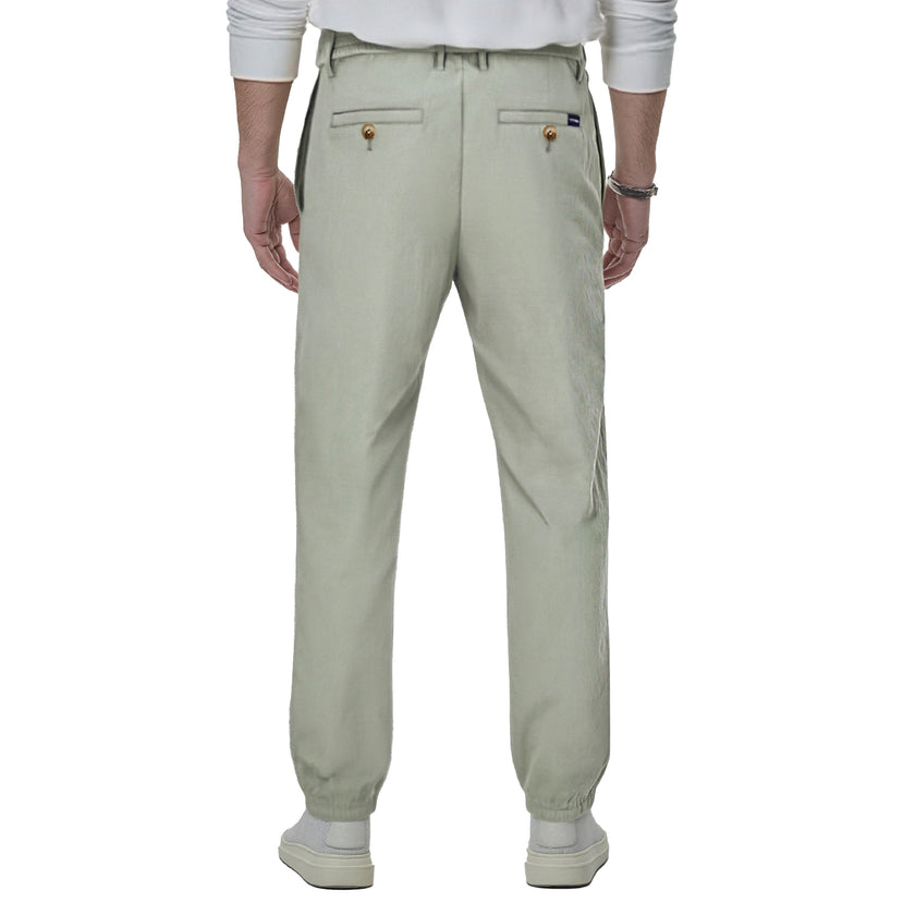 Men's Casual Work Pants with Elastic Waist