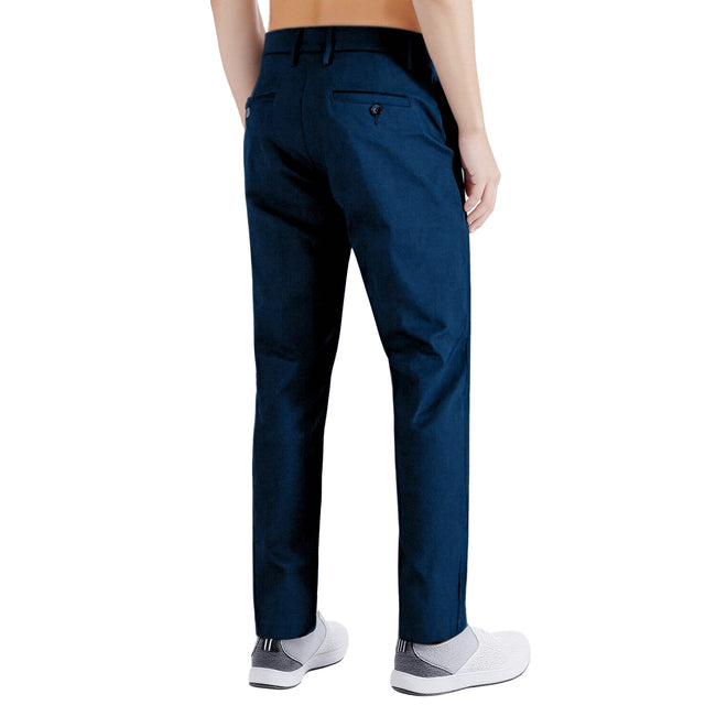 Men's Comfort Trousers with Dual Elastic Waist | Straight Leg Stretch Pants