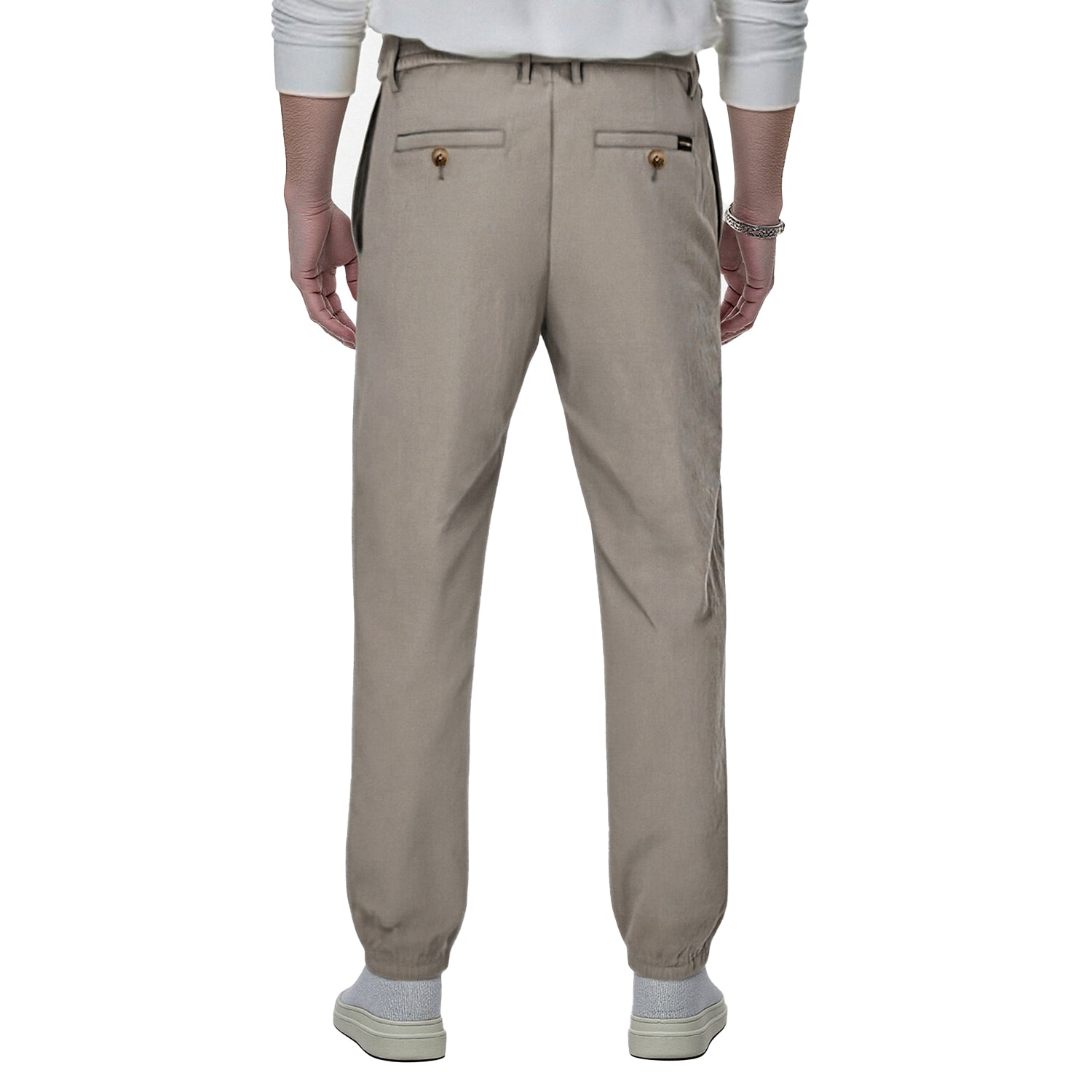 Men's Casual Work Pants with Elastic Waist