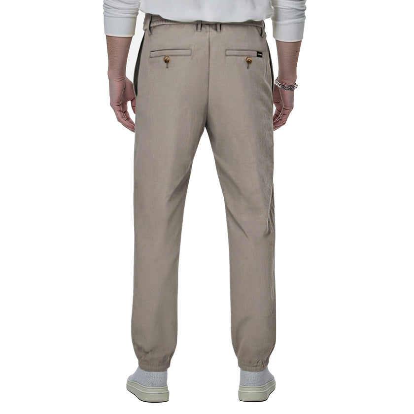 Men's Casual Work Pants with Elastic Waist