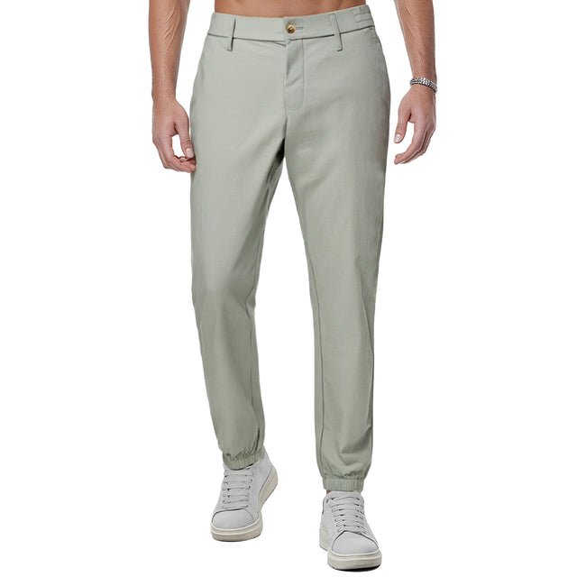 Men's Casual Work Pants with Elastic Waist