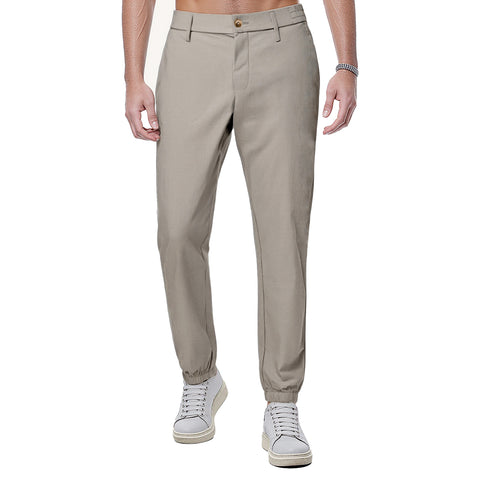 Men's Casual Work Pants with Elastic Waist