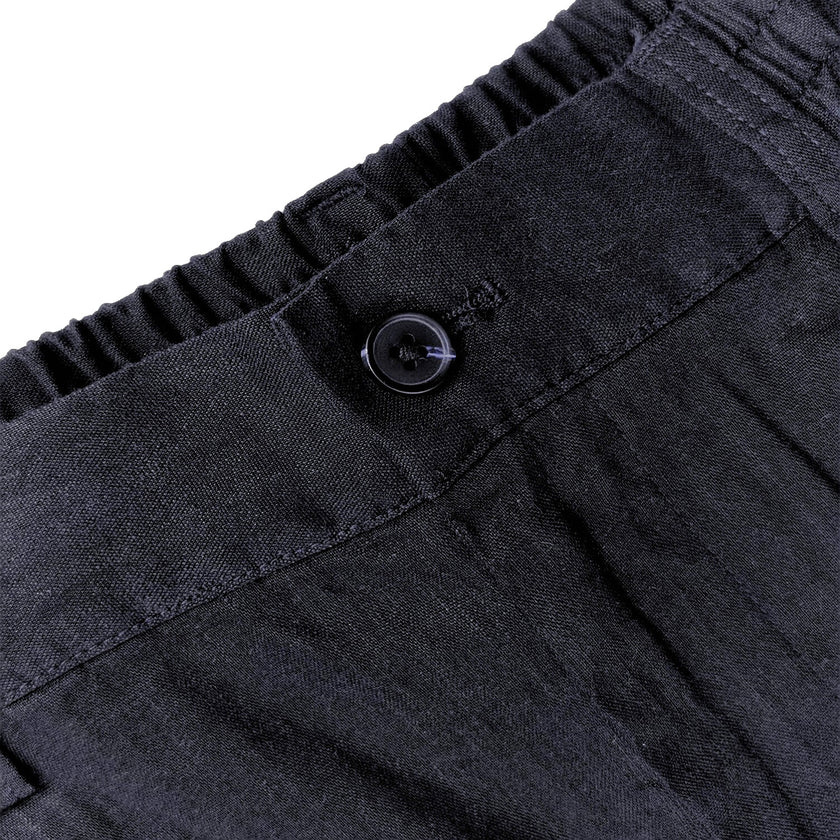 Women's Straight-Leg Linen Pants with Expandable Waist